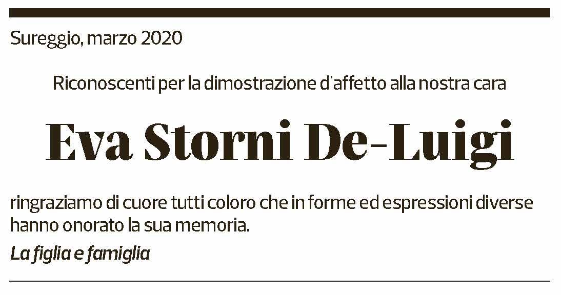 Annuncio funebre Eva Storni De-luigi