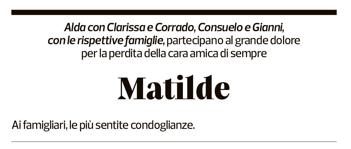 Annuncio funebre Matilde Bonetti Soldati