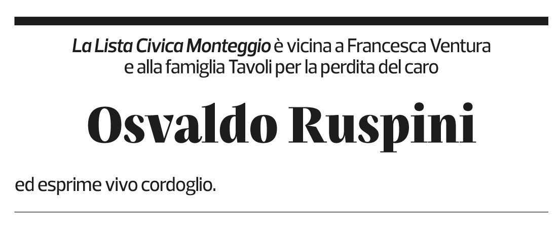 Annuncio funebre Osvaldo Rusponi