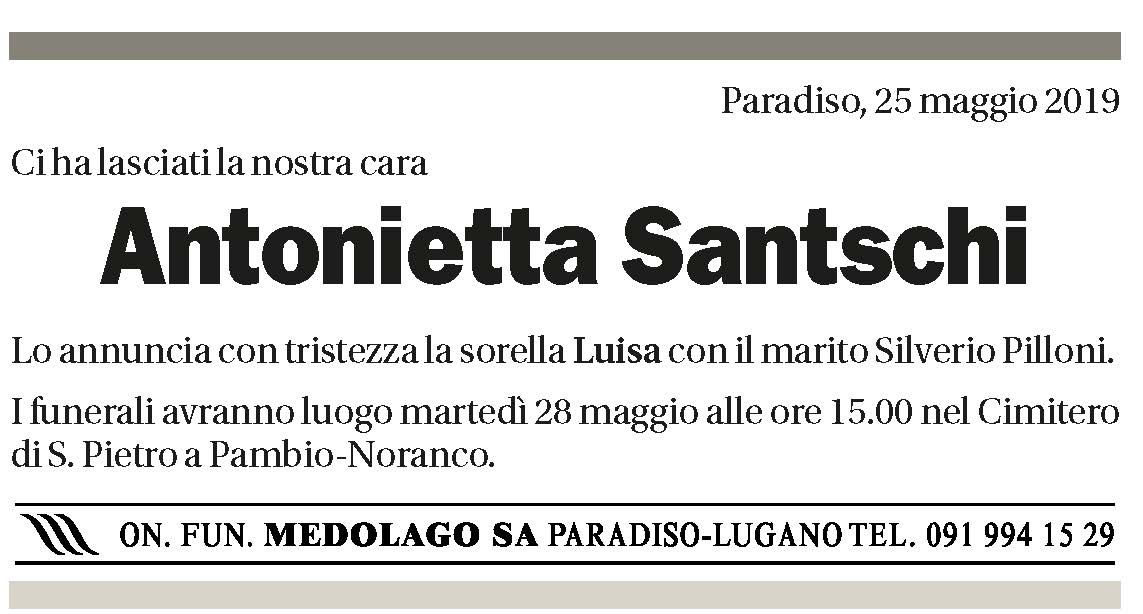 Annuncio funebre Antonietta Santschi