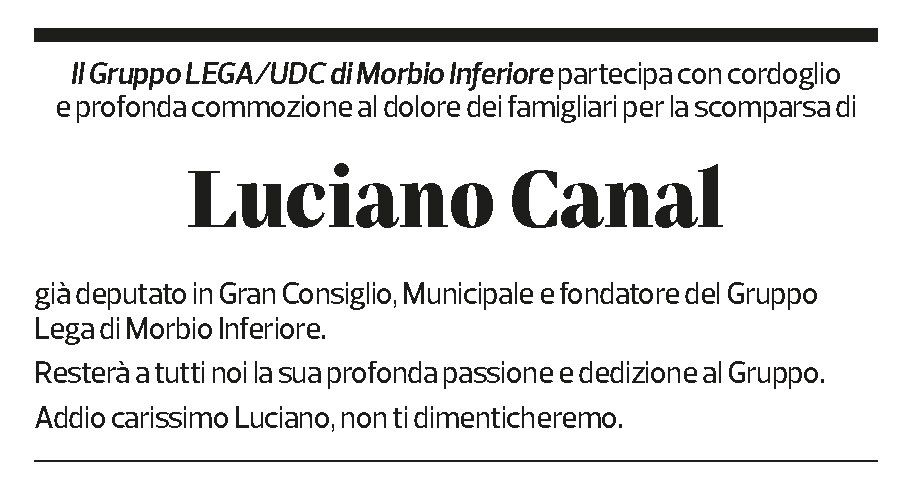 Annuncio funebre Luciano Canal