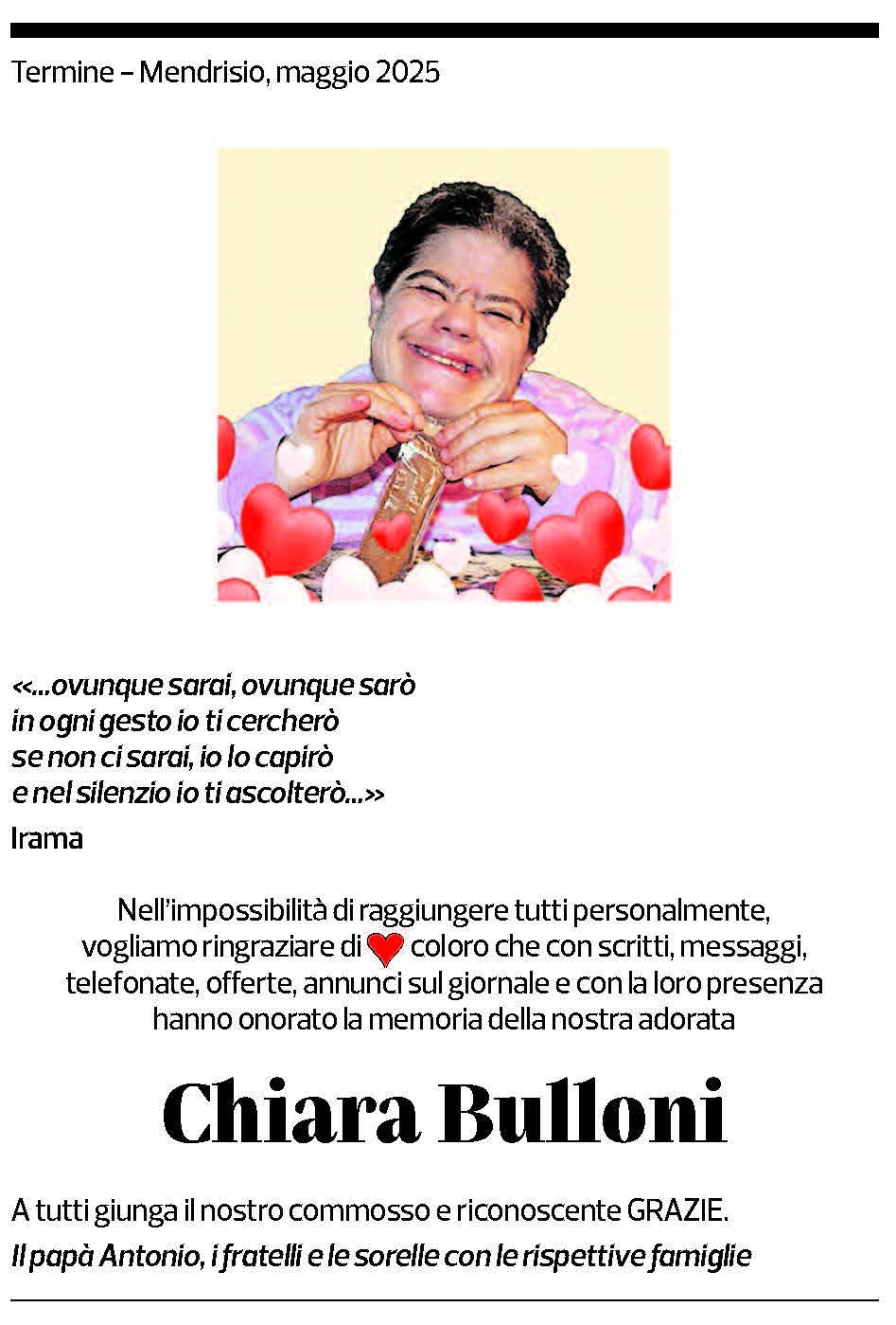 Annuncio funebre Chiara Bulloni