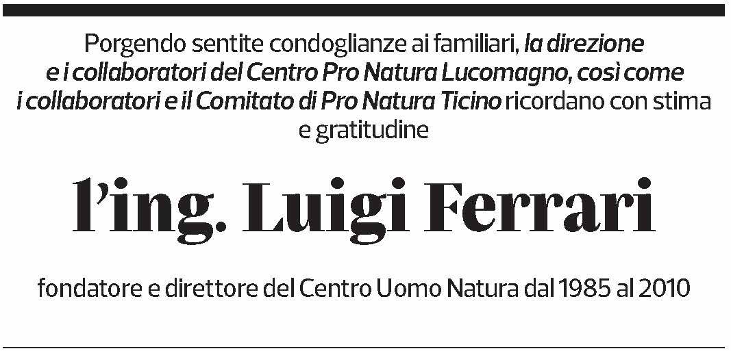 Annuncio funebre Ing. Luigi Ferrari