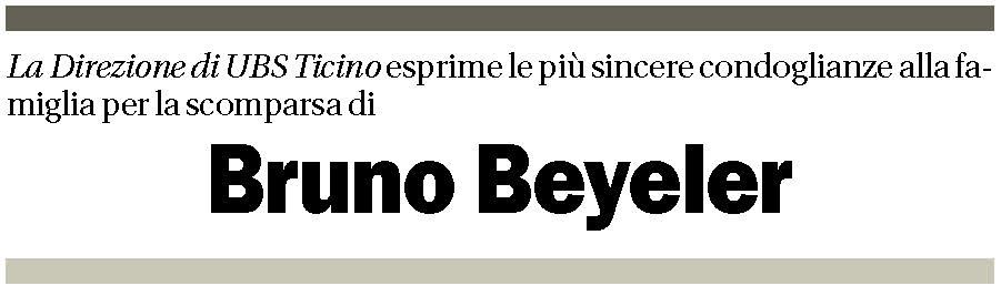 Annuncio funebre Bruno Beyeler