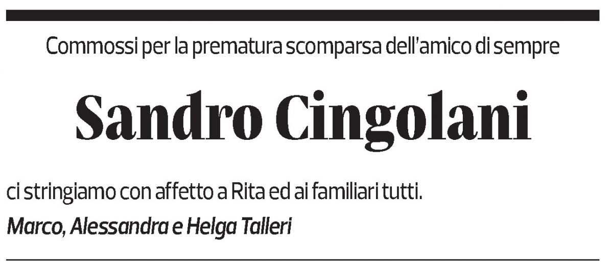 Annuncio funebre Sandro Cingolani