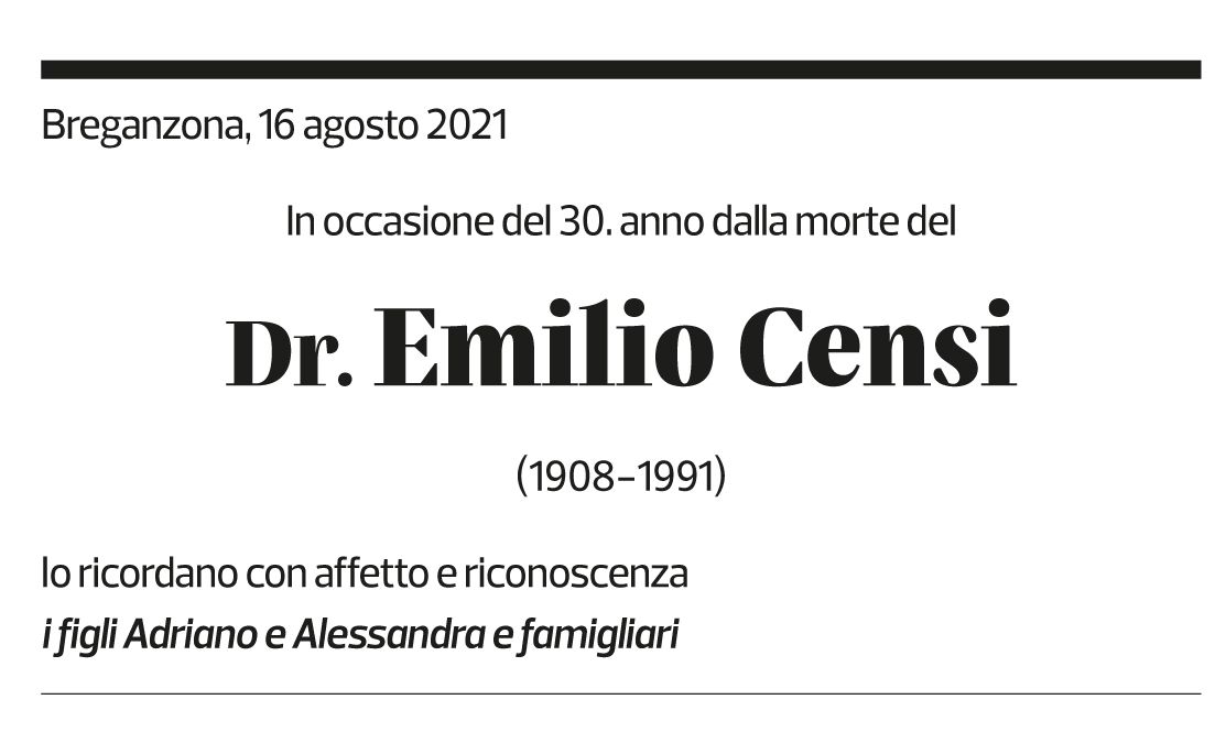 Annuncio funebre Emilio Censi