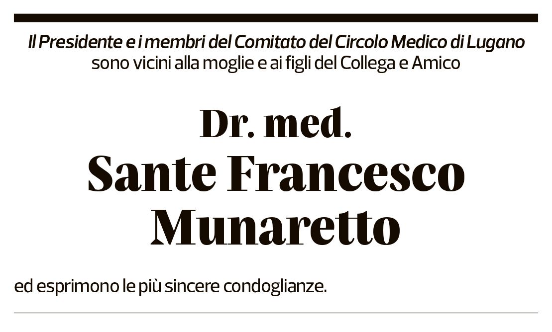 Annuncio funebre Sante Francesco Munaretto