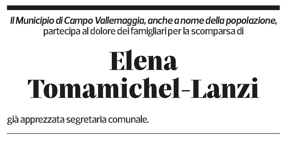 Annuncio funebre Elena Tomamichel-lanzi