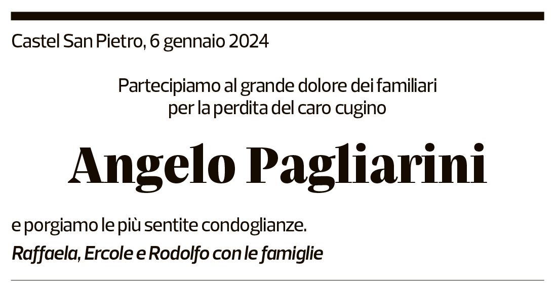 Annuncio funebre Angelo Pagliarini