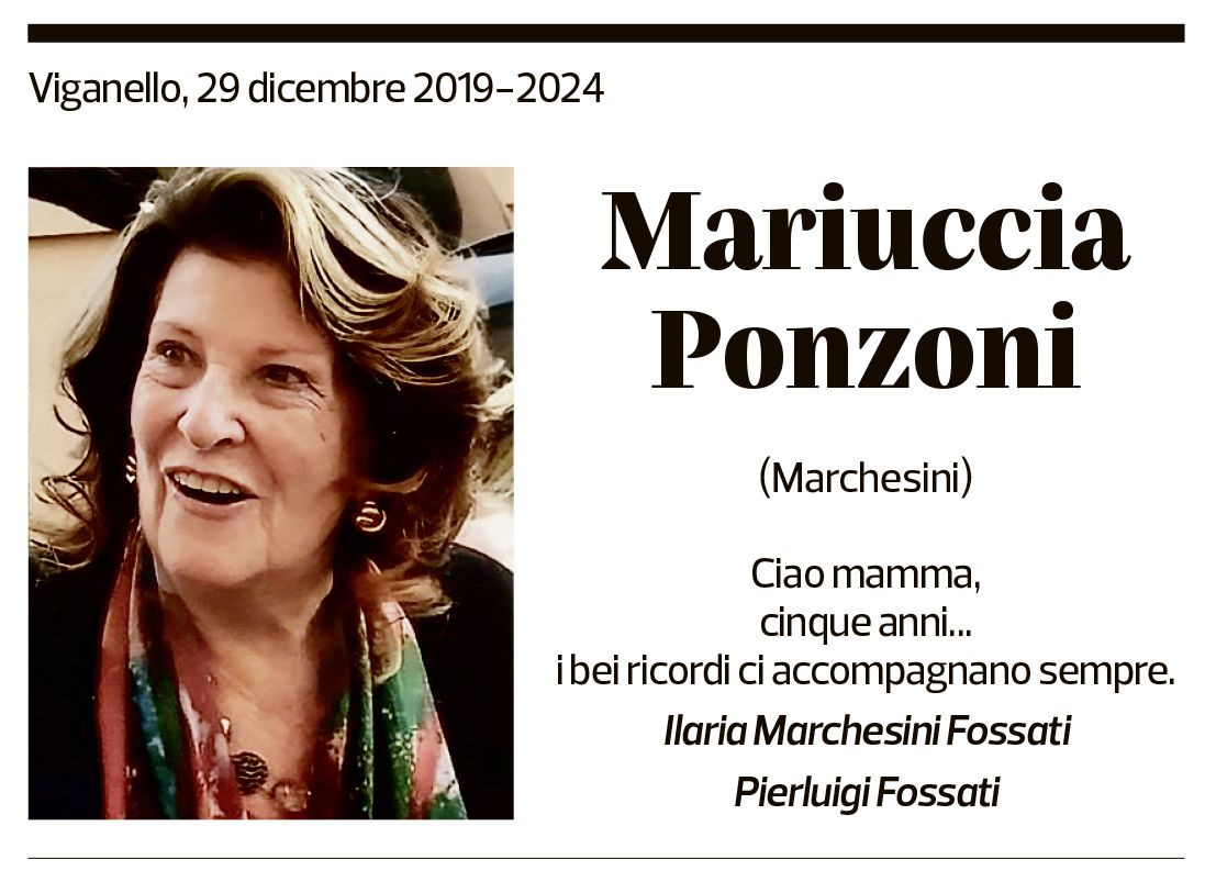 Annuncio funebre Mariuccia Ponzoni