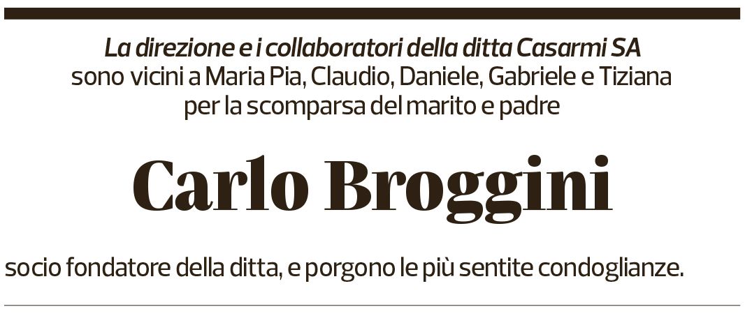 Annuncio funebre Carlo Broggini