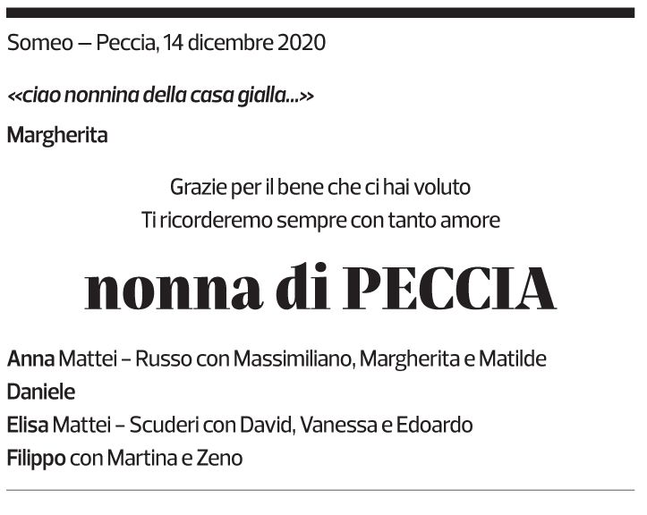 Annuncio funebre Amelia Patocchi