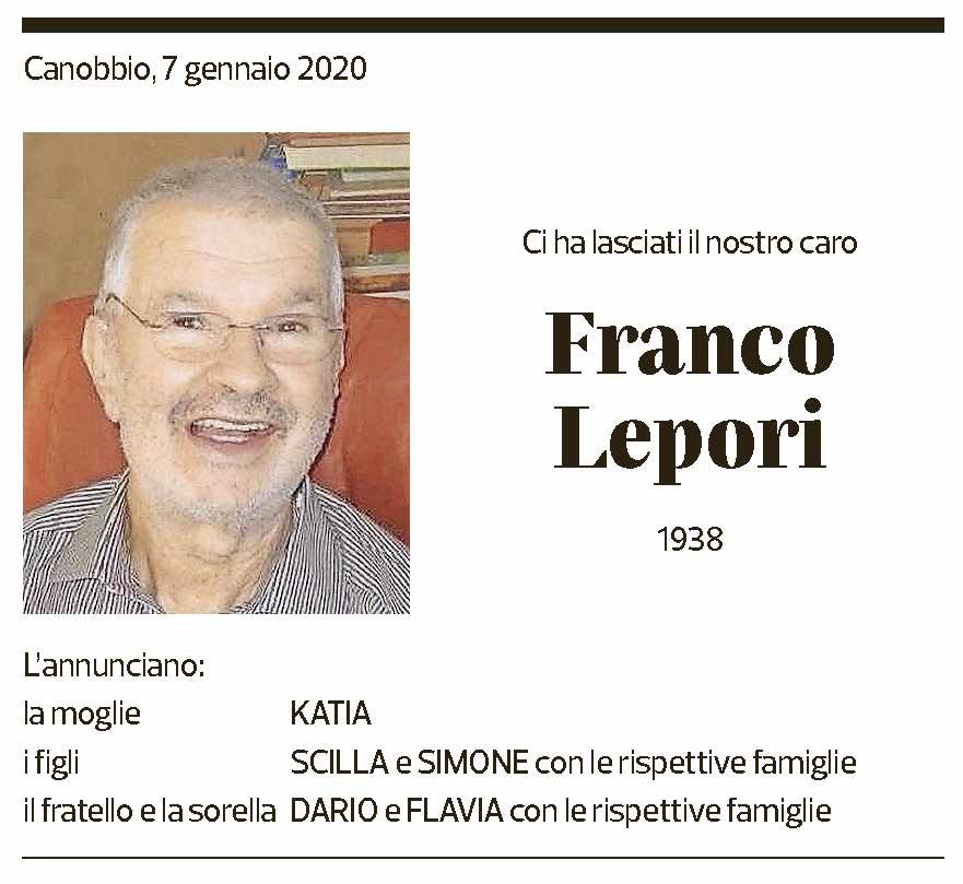 Annuncio funebre Franco Lepori