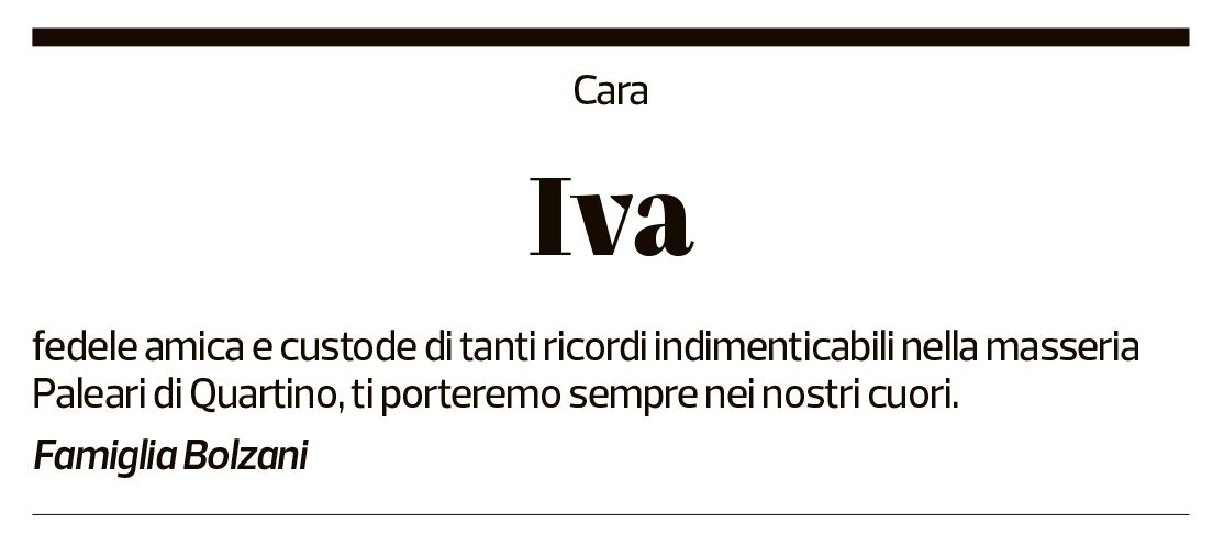 Annuncio funebre Iva Invernizzi