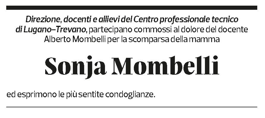 Annuncio funebre Sonja Mombelli