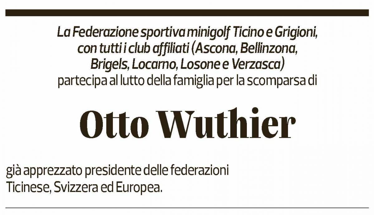 Annuncio funebre Otto Wuthier