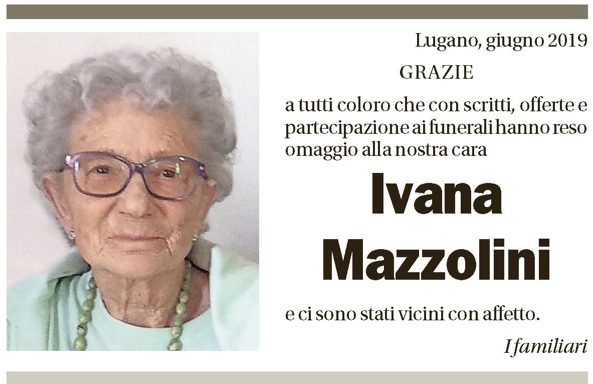 Annuncio funebre Ivana Mazzolini