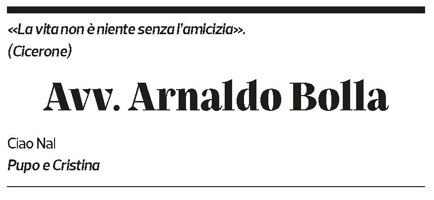 Annuncio funebre Arnaldo Bolla
