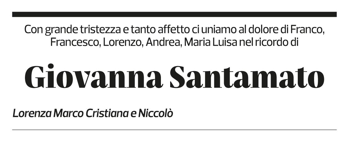 Annuncio funebre Giovanna Gandini Santamato