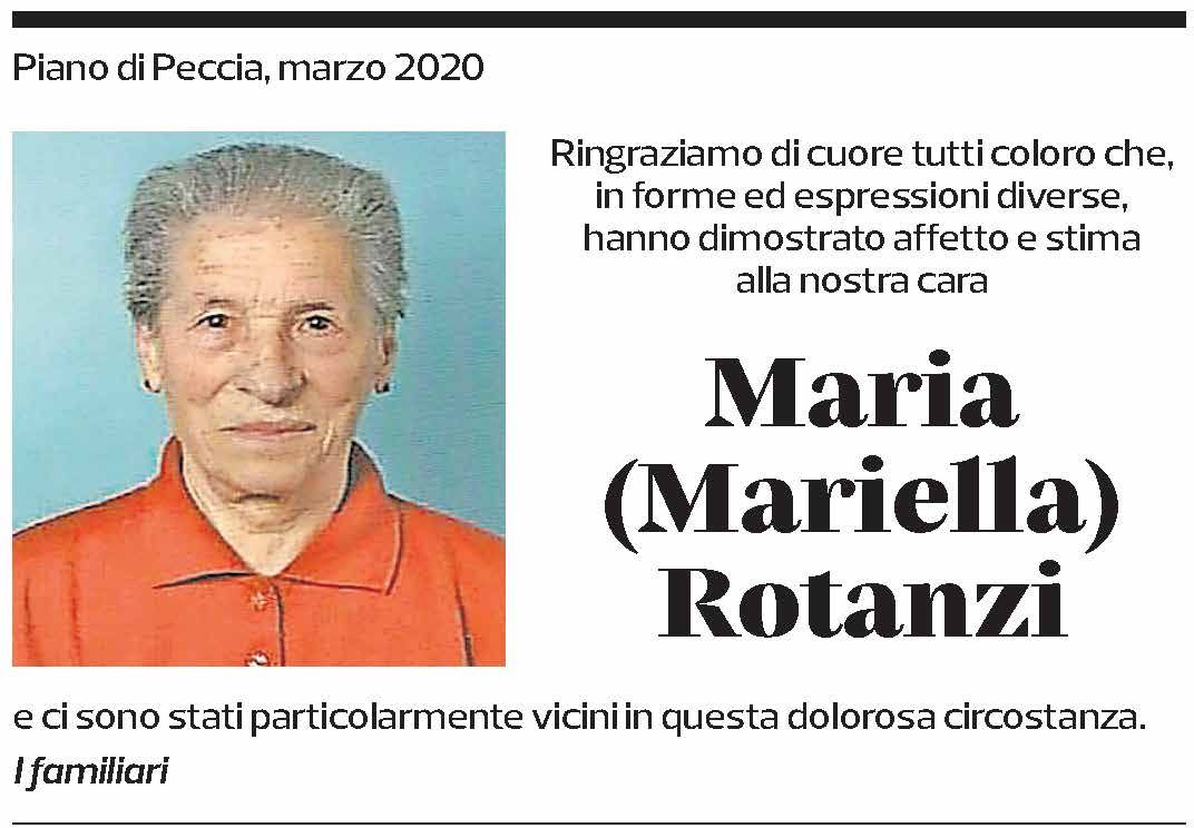 Annuncio funebre Maria Rotanzi