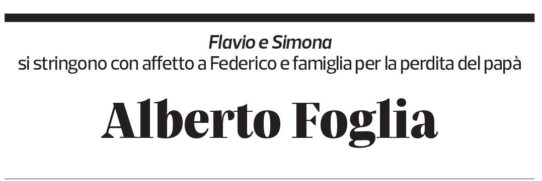 Annuncio funebre Alberto Foglia