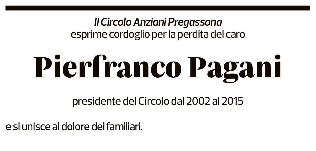 Annuncio funebre Pierfranco Pagani