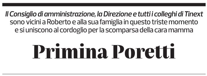Annuncio funebre Primina Poretti