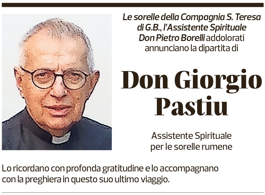 Annuncio funebre Giorgio Pastiu