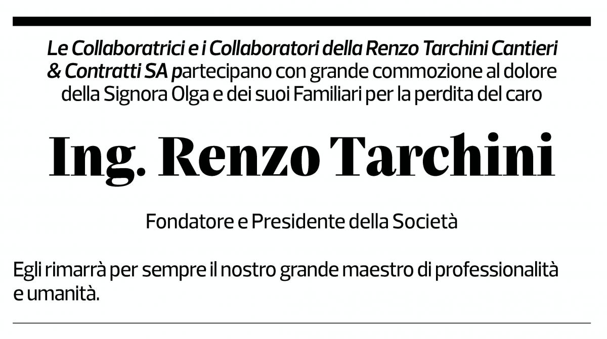 Annuncio funebre Renzo Tarchini