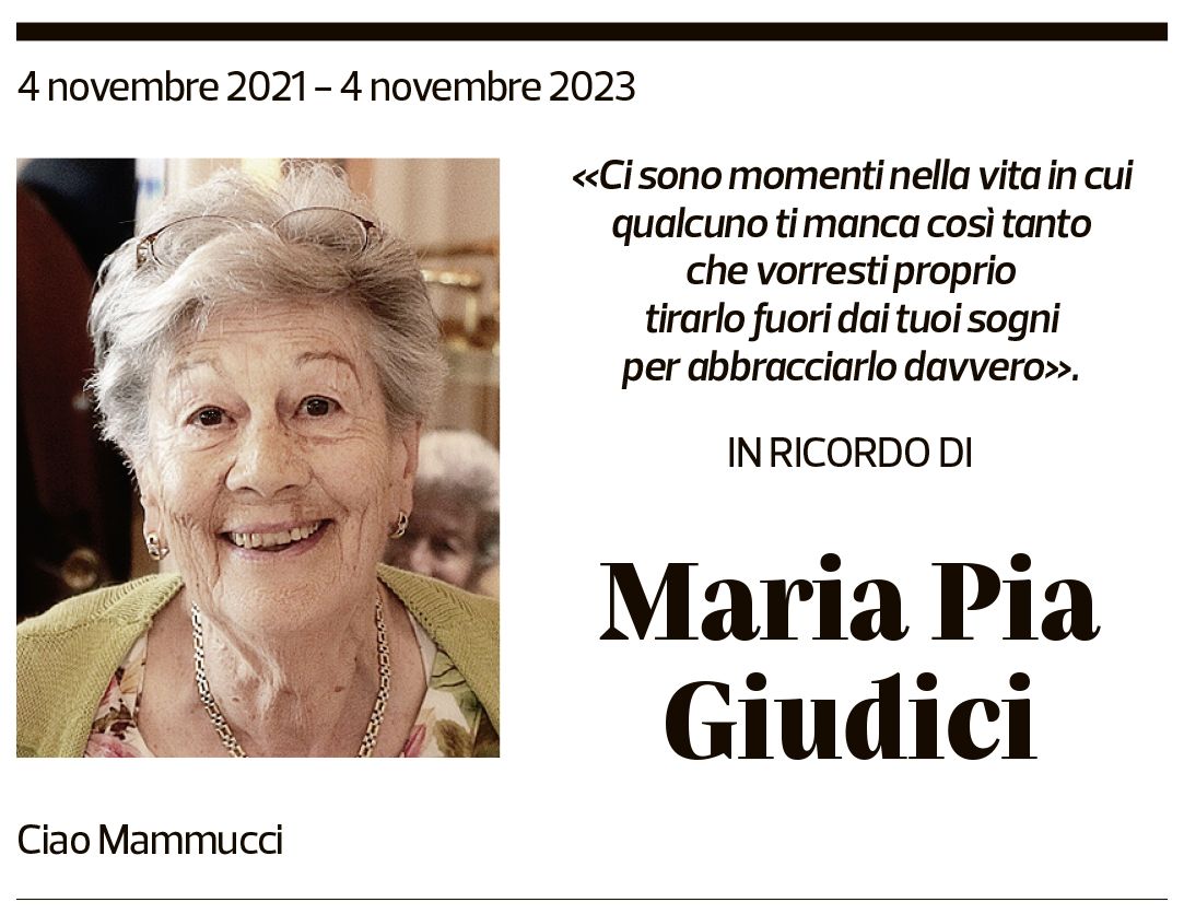 Annuncio funebre Maria Pia Giudici