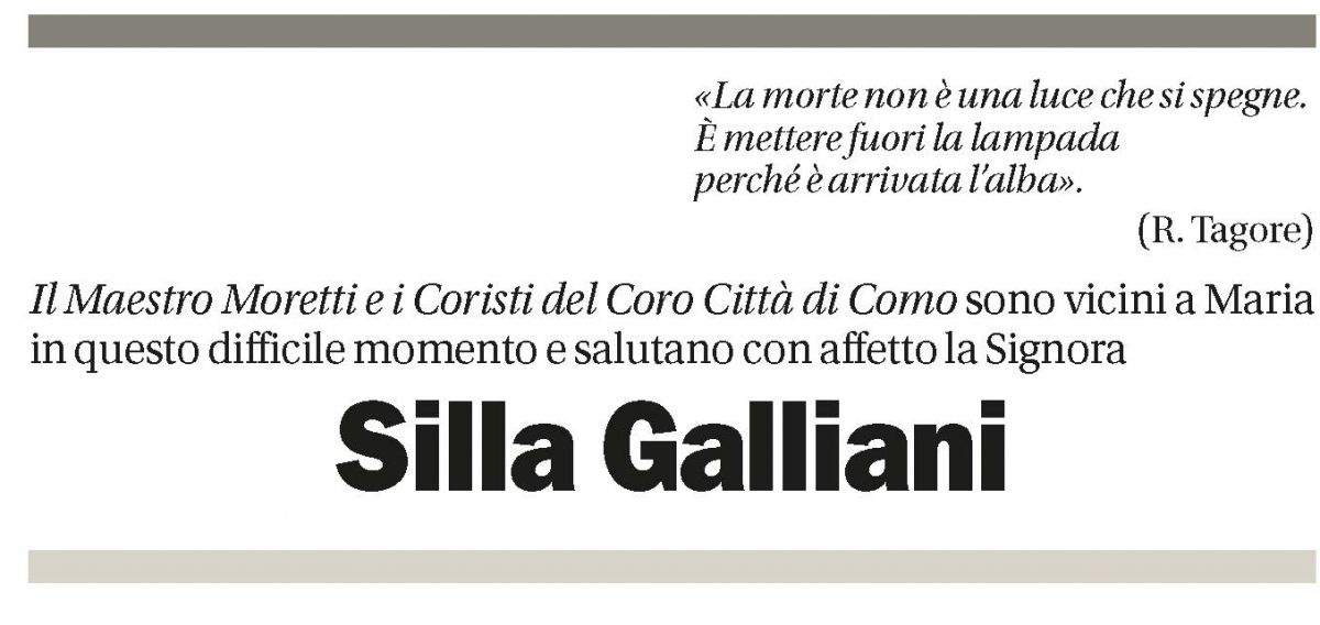 Annuncio funebre Silla Galliani