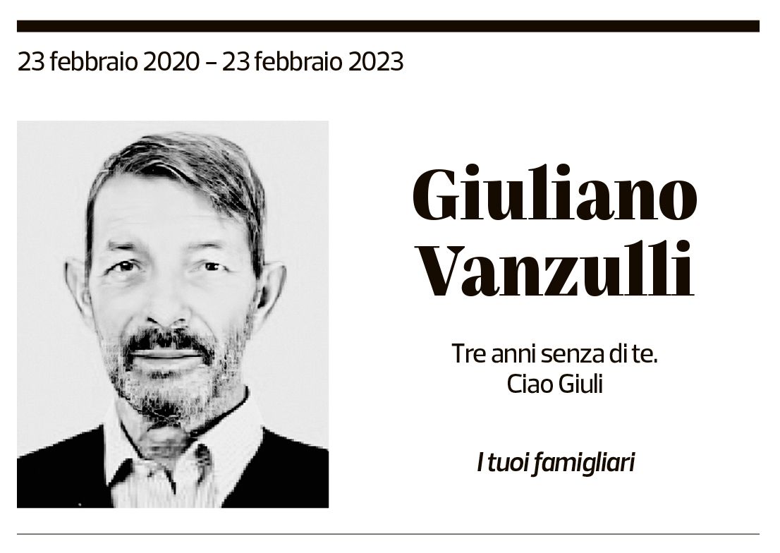 Annuncio funebre Giuliano Vanzulli