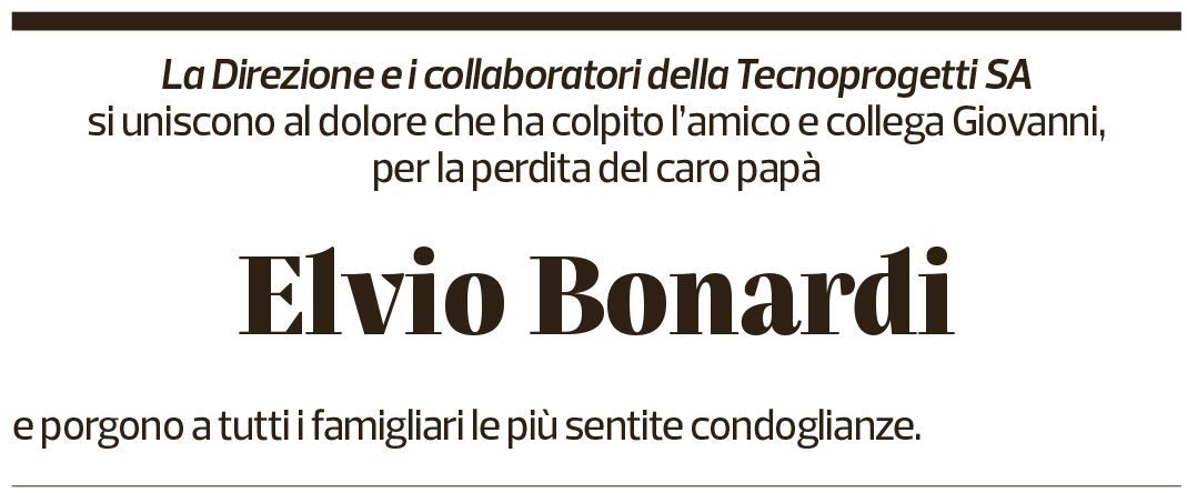 Annuncio funebre Elvio Bonardi