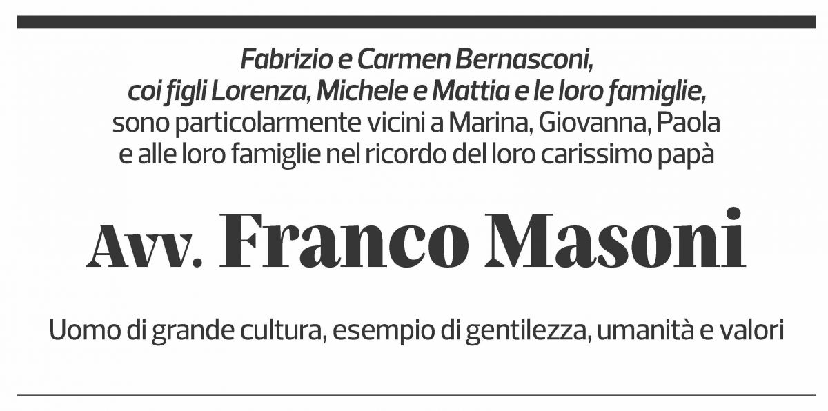 Annuncio funebre Franco Masoni