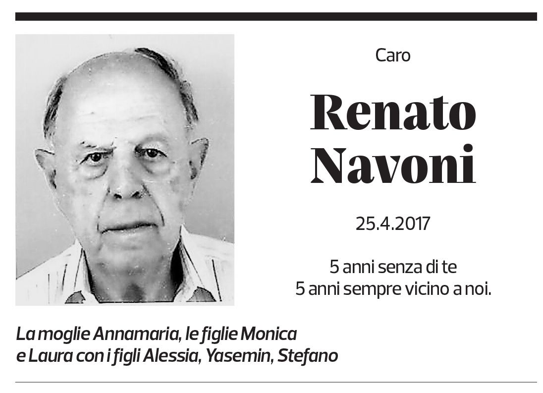 Annuncio funebre Renato Navoni