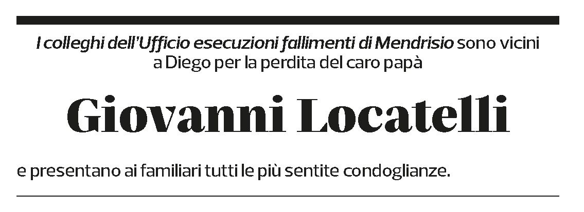 Annuncio funebre Giovanni Locatelli