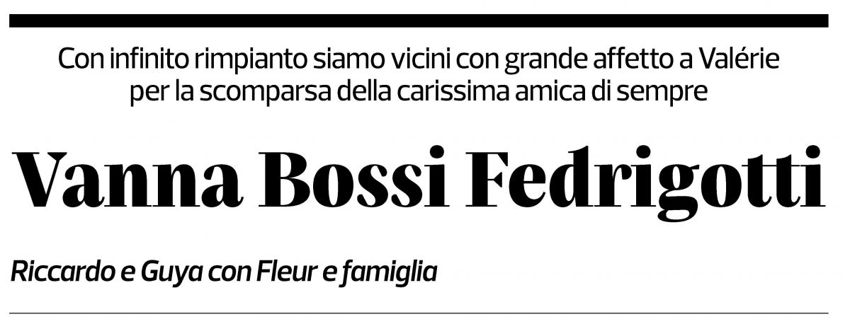 Annuncio funebre Vanna Bossi Fedrigotti