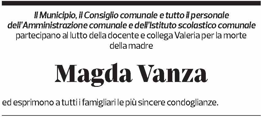 Annuncio funebre Magda Vanza
