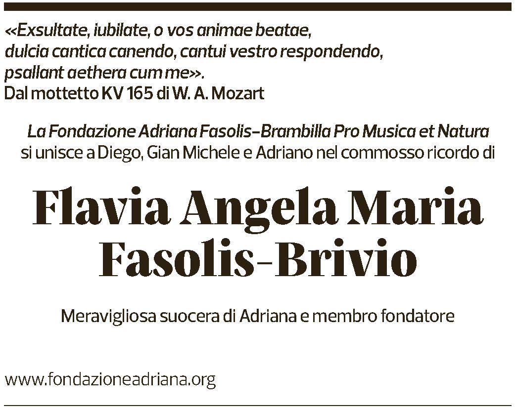 Annuncio funebre Flavia Fasolis-brivio