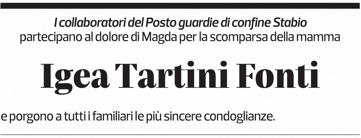 Annuncio funebre Igea Tartini Fonti