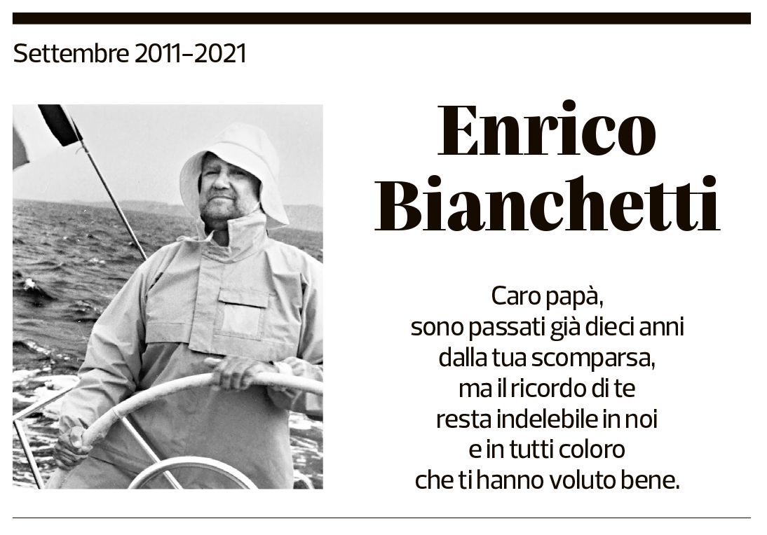 Annuncio funebre Enrico Bianchetti