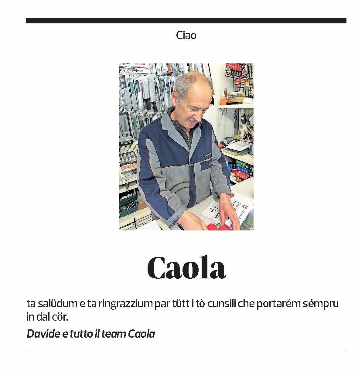 Annuncio funebre Paolo Caola