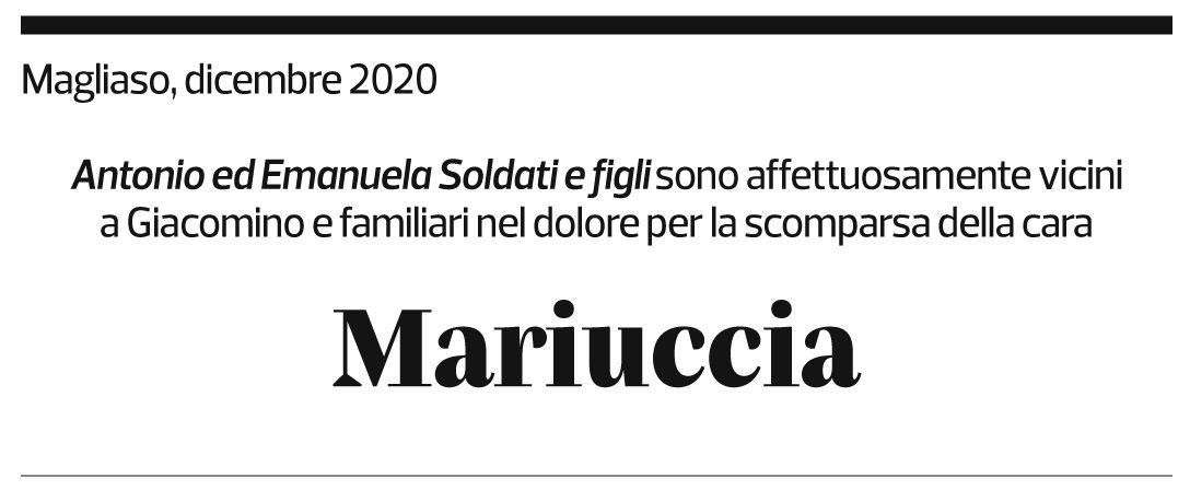 Annuncio funebre Mariuccia Giavatto Ghezzi