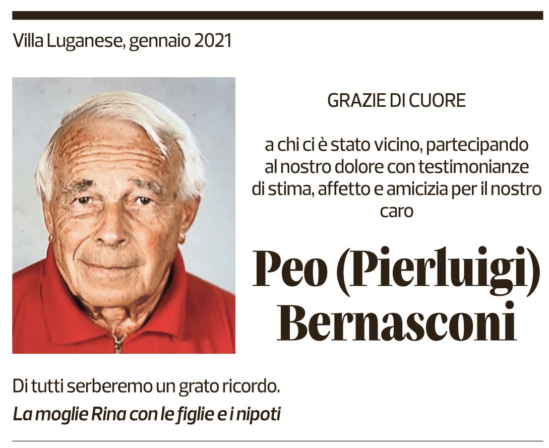 Annuncio funebre Pierluigi Bernasconi