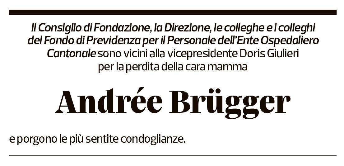 Annuncio funebre Andrée Brügger