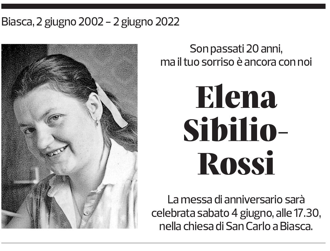 Annuncio funebre Elena Sibilio-rossi