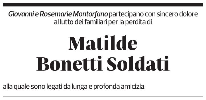 Annuncio funebre Matilde Bonetti Soldati