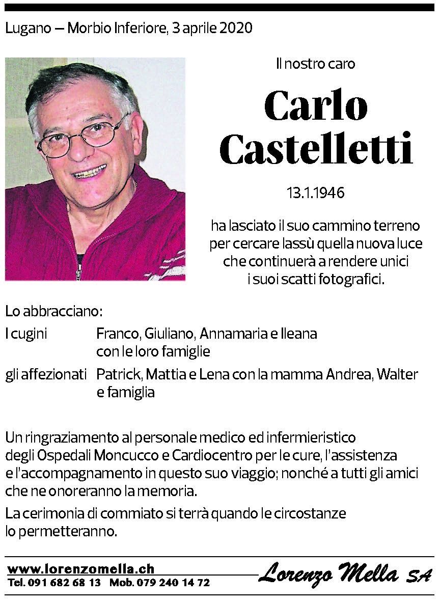 Annuncio funebre Carlo Castelletti