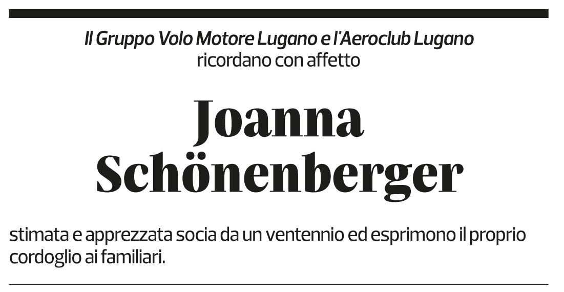 Annuncio funebre Joanna Schönenberger