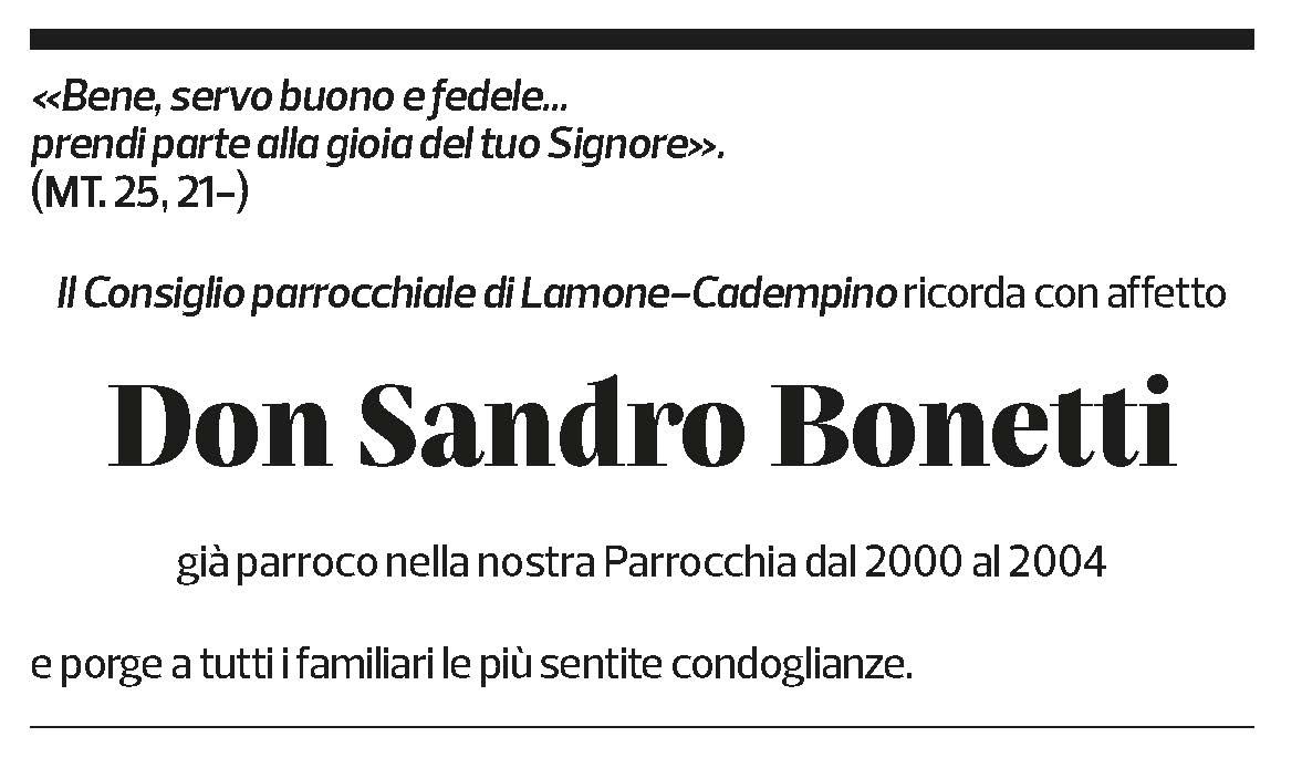 Annuncio funebre Sandro Bonetti